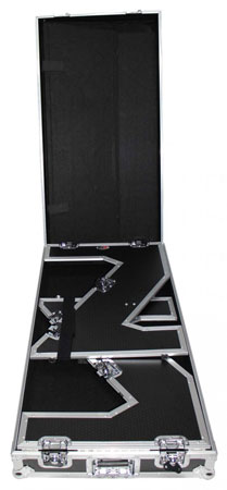 ProX XS-ZTABLE Folding Portable Z-Style DJ Redbull Table Flight Case with handles & wheels, Silver on Black