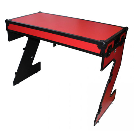 ProX XS-ZTABLERB Folding Portable Z-Style DJ Redbull Table Flight Case with handles & wheels, Red on Black