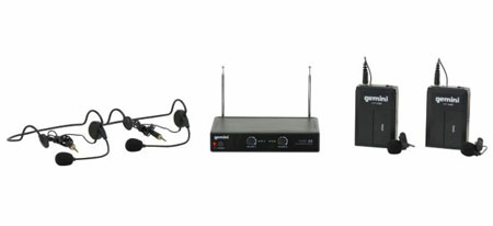 Gemini VHF02HL Dual Wireless Mic System With Headset & Lapel Microphone