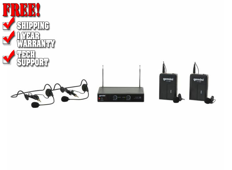 VHF02HL Dual Wireless Mic System With Headset & Lapel Microphone