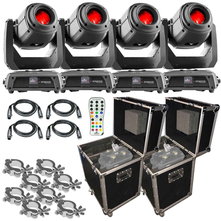 4 Chauvet DJ Intimidator Spot 375Z IRC Lights Packaged with Remote and Case