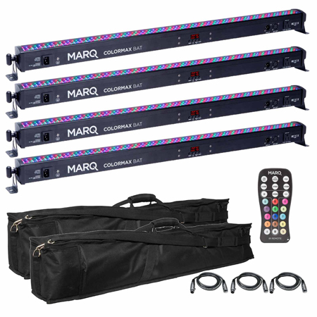 (4) Marq Lighting Colormax Bat Lightweight Indoor LED Linear Wash Lights Package