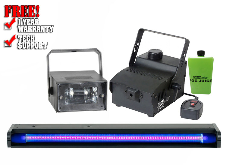 American DJ UVLED 24 2-Foot Black Light Bar with 48x SMD UV LEDs with Strobe & Fog Machine