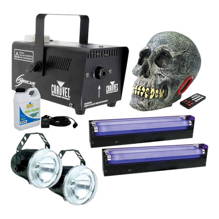 Halloween Blacklight Strobe & Fog Machine Package 3