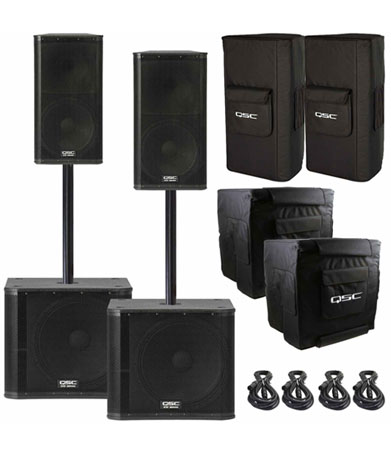 (2) QSC KW152 Active Speakers with 15inch Woofers and (2) KW181 Subwoofers Package