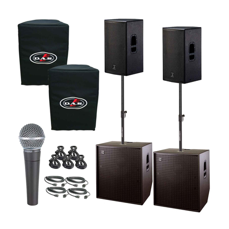DAS Action 15A 15inch Powered Speakers & 18inch Horn-Bass Subwoofers Duo Package