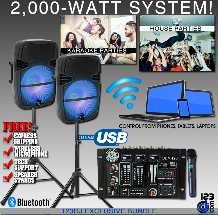 Rechargeable Bluetooth Wireless DJ System
