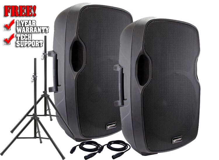 Gemini AS-15BLU 15-inch Active Loudspeaker with USB /SD / Bluetooth Value Pack