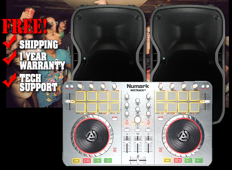 MixTrack 2 TS110A DJ System with Numark MixTrack Pro 2 Digital DJ Controller and Alto TS110A Powered DJ Speakers