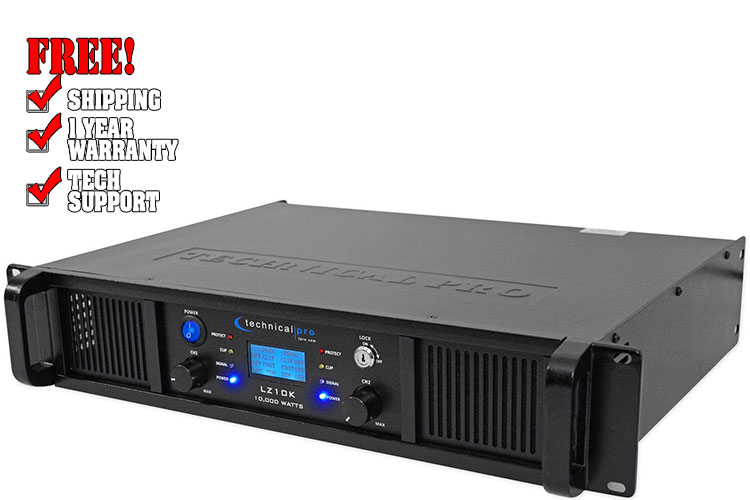 Technical Pro LZ10K Professional 10,000 Watt 2-Channel Amplifier With LCD Display and Key Lock