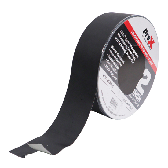 ProX XGF-260BLK 2 Inch 180FT 60YD Matte Black Commercial Grade Gaffer Tape