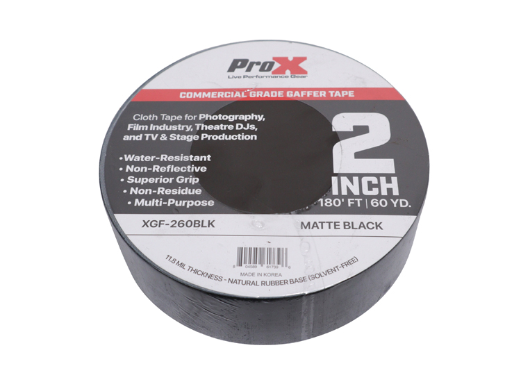 ProX XGF-260BLK 2 Inch 180FT 60YD Matte Black Commercial Grade Gaffer Tape