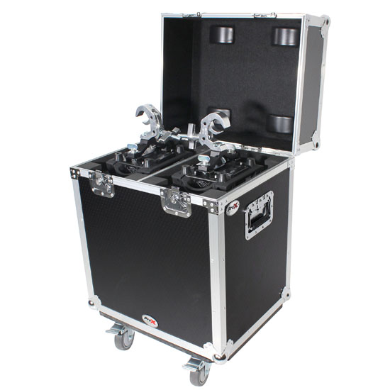 (2) American DJ FOCUS SPOT 4Z with Rolling Flight Case Package