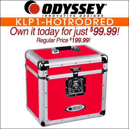 Odyssey KLP1-HOTRODRED Vintage Series Hot Rod Red 12" Vinyl Records or LP Case, Holds 70 PCS