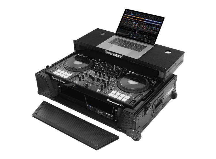 Odyssey FZGSDDJ1000BL1UCW Pioneer DDJ-1000/DDJ-1000SRT 1u Case in Black with Patented Glide Platform and Corner Wheels