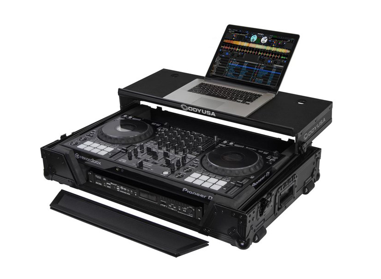 Odyssey FZGSDDJ1000W1BL Pioneer DDJ-1000/DDJ-1000SRT Case in Black with 1U Rack Space and Patented Glide Platform