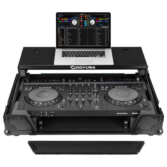 Odyssey FZGSDDJGRV6W1BL Flight Case with 1U Rack & Glide Platform