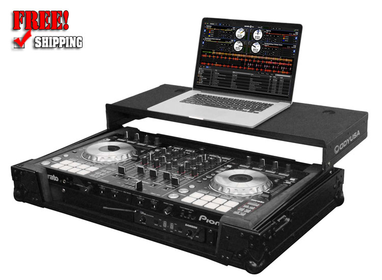 ODYSSEY FZGSPIDDJSX2BL Black Label Glide Case with 19" Rack Mount for Pioneer DDJ-SX and SX2 