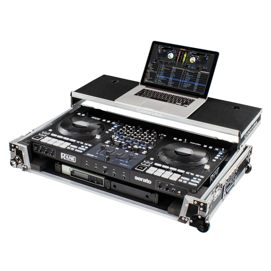 Odyssey FZGSRANE4W1 RANE FOUR 1U Flight Case with Glide Style Laptop Platform and Wheels