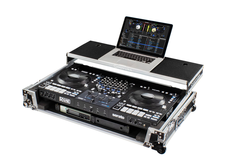 Odyssey FZGSRANE4W1 RANE FOUR 1U Flight Case with Glide Style Laptop Platform and Wheels