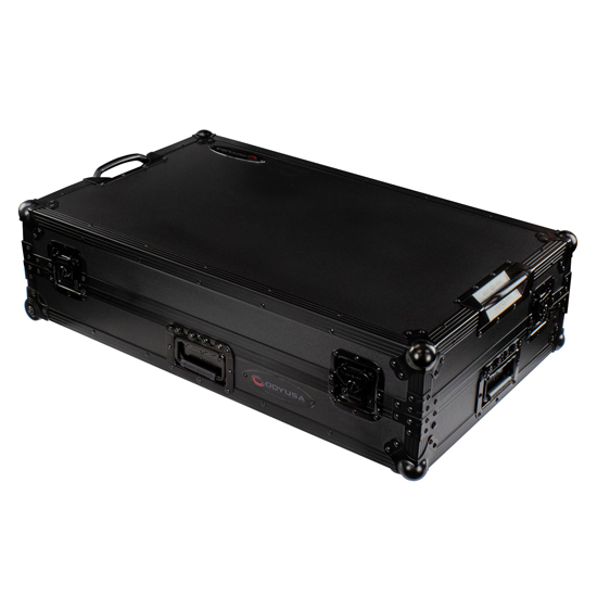 Odyssey FZGSRANE4W1BL RANE FOUR Black Label 1U Flight Case with Glide Style Laptop Platform and Wheels