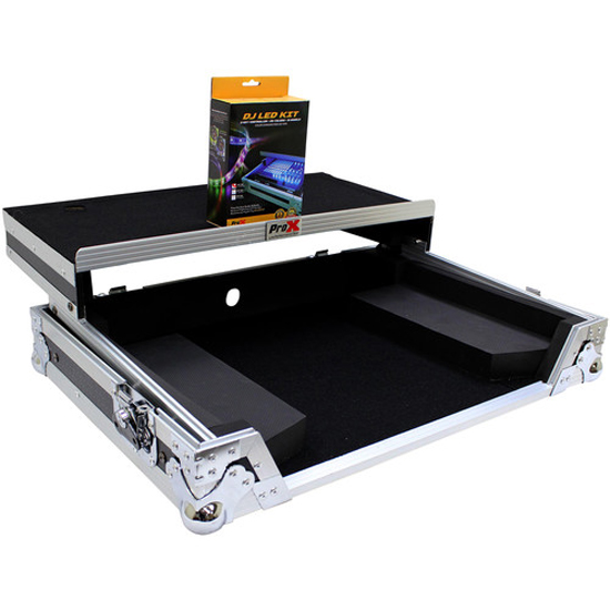  ProX XS-DDJSR2 LT LED Flight Case for Pioneer DDJ-SR2 Controller with Laptop Shelf