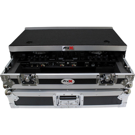  ProX XS-DDJSR2 LT LED Flight Case for Pioneer DDJ-SR2 Controller with Laptop Shelf