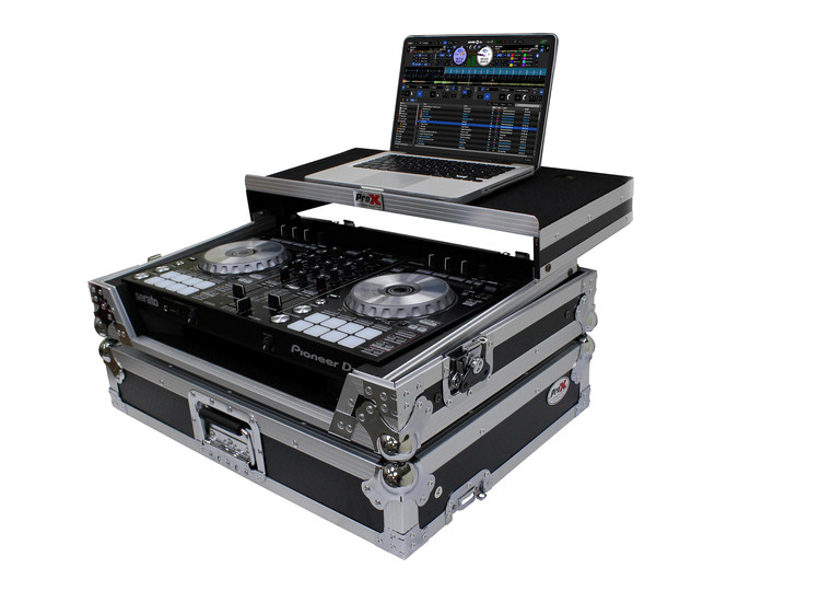  ProX XS-DDJSR2 LT LED Flight Case for Pioneer DDJ-SR2 Controller with Laptop Shelf