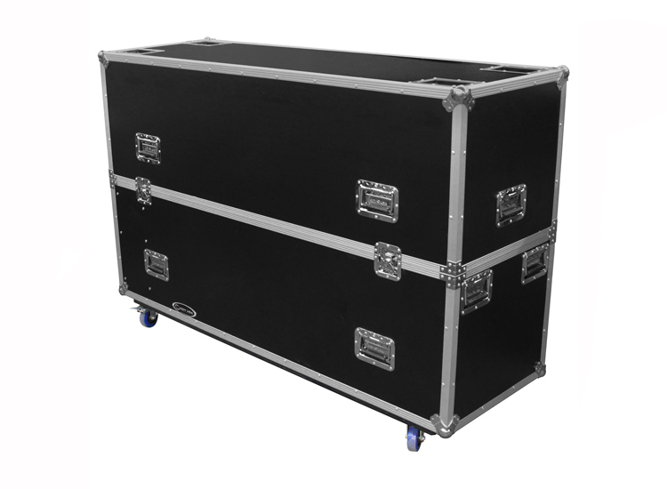 Odyssey FZ2FSM65W Dual 60-65" Flat Screen Monitor Flight Case with Casters  