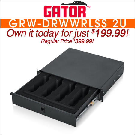 Gator GRW-DRWWRLSS Wireless Microphone Drawer; 2U