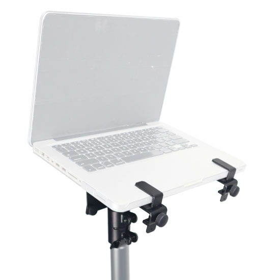 ProX X-LTF01BL Universal Laptop Tray + VESA Monitor Mounting Bracket fits on Speaker Stand 1-3/8" Pole Black