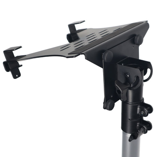 ProX X-LTF01BL Universal Laptop Tray + VESA Monitor Mounting Bracket fits on Speaker Stand 1-3/8" Pole Black