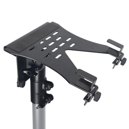 ProX X-LTF01BL Universal Laptop Tray + VESA Monitor Mounting Bracket fits on Speaker Stand 1-3/8" Pole Black