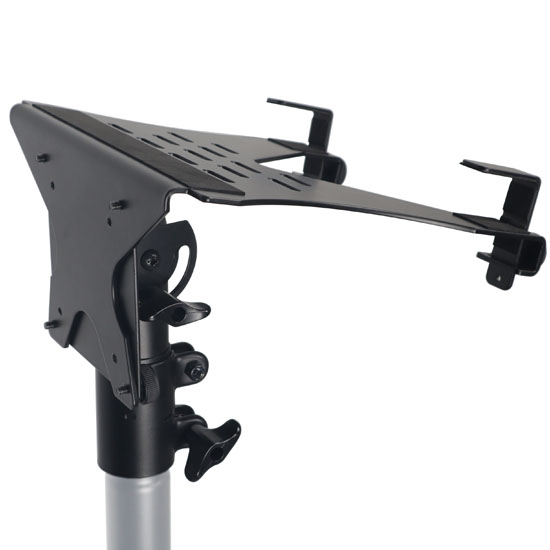 ProX X-LTF01BL Universal Laptop Tray + VESA Monitor Mounting Bracket fits on Speaker Stand 1-3/8" Pole Black