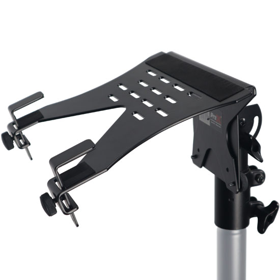 ProX X-LTF01BL Universal Laptop Tray + VESA Monitor Mounting Bracket fits on Speaker Stand 1-3/8" Pole Black