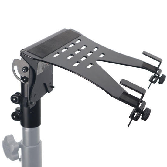 ProX X-LTF01BL Universal Laptop Tray + VESA Monitor Mounting Bracket fits on Speaker Stand 1-3/8" Pole Black