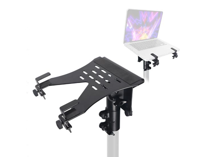 ProX X-LTF01BL Universal Laptop Tray + VESA Monitor Mounting Bracket fits on Speaker Stand 1-3/8" Pole Black