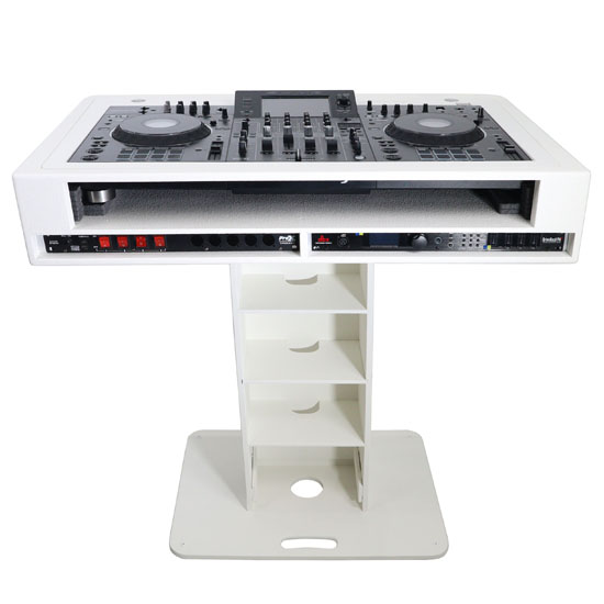 ProX XZF-DJCTW 2UCASE Control Tower DJ Podium 2x 1U Rack Space with Road Cases for Pioneer DDJ-REV7 XDJ-XZ DDJ-1000 RANE One - White Finish