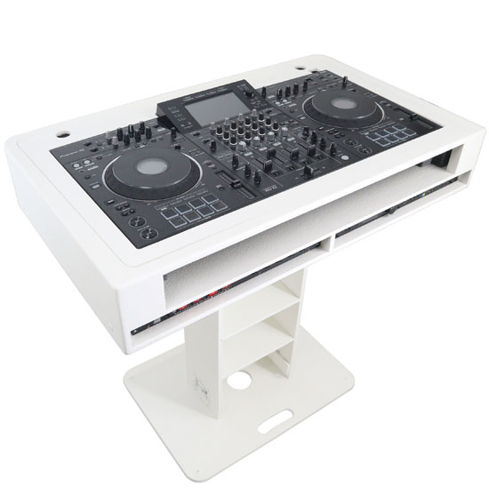 ProX XZF-DJCTW 2UCASE Control Tower DJ Podium 2x 1U Rack Space with Road Cases for Pioneer DDJ-REV7 XDJ-XZ DDJ-1000 RANE One - White Finish