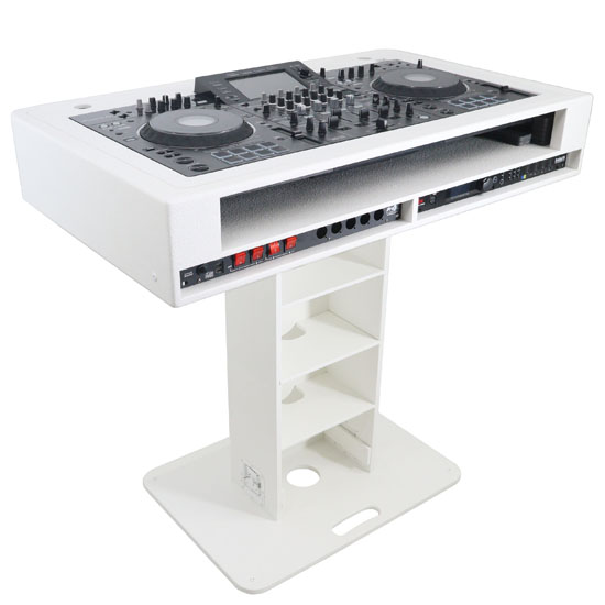 ProX XZF-DJCTW 2UCASE Control Tower DJ Podium 2x 1U Rack Space with Road Cases for Pioneer DDJ-REV7 XDJ-XZ DDJ-1000 RANE One - White Finish