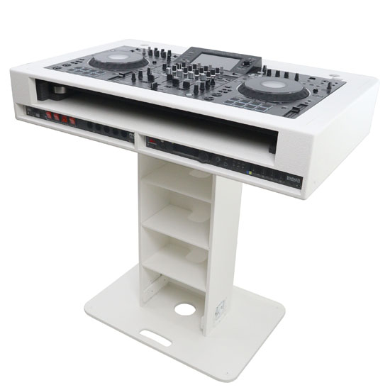 ProX XZF-DJCTW 2UCASE Control Tower DJ Podium 2x 1U Rack Space with Road Cases for Pioneer DDJ-REV7 XDJ-XZ DDJ-1000 RANE One - White Finish