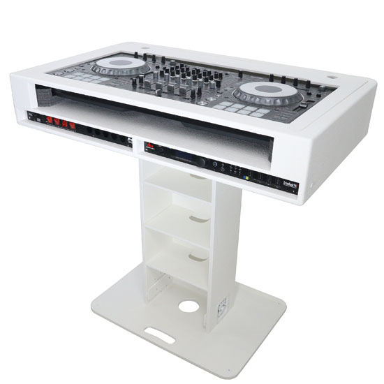 ProX XZF-DJCTW 2UCASE Control Tower DJ Podium 2x 1U Rack Space with Road Cases for Pioneer DDJ-REV7 XDJ-XZ DDJ-1000 RANE One - White Finish