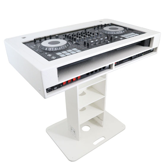 ProX XZF-DJCTW 2UCASE Control Tower DJ Podium 2x 1U Rack Space with Road Cases for Pioneer DDJ-REV7 XDJ-XZ DDJ-1000 RANE One - White Finish