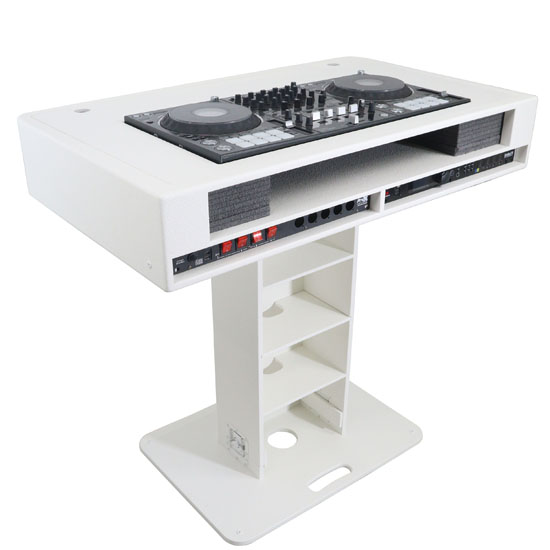 ProX XZF-DJCTW 2UCASE Control Tower DJ Podium 2x 1U Rack Space with Road Cases for Pioneer DDJ-REV7 XDJ-XZ DDJ-1000 RANE One - White Finish