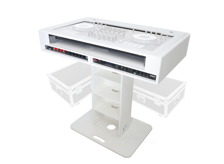 ProX XZF-DJCTW 2UCASE Control Tower DJ Podium 2x 1U Rack Space with Road Cases for Pioneer DDJ-REV7 XDJ-XZ DDJ-1000 RANE One - White Finish