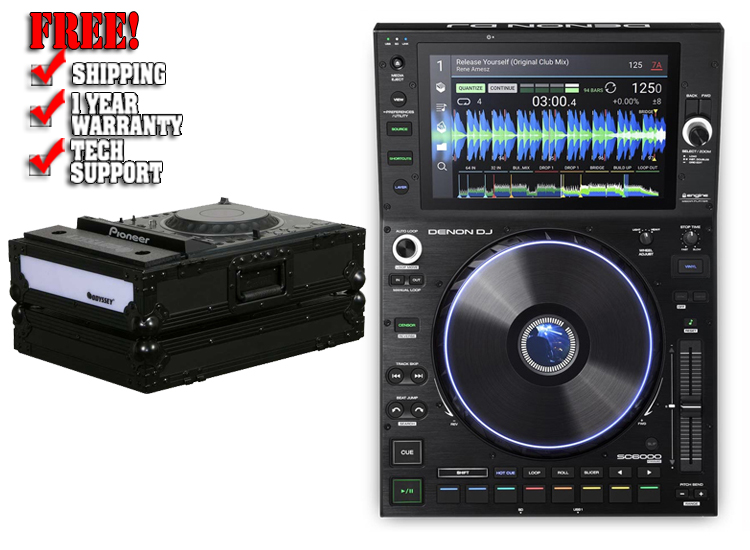 Denon DJ SC6000 Prime Player + Odyssey FFXCDJBL Case Bundle