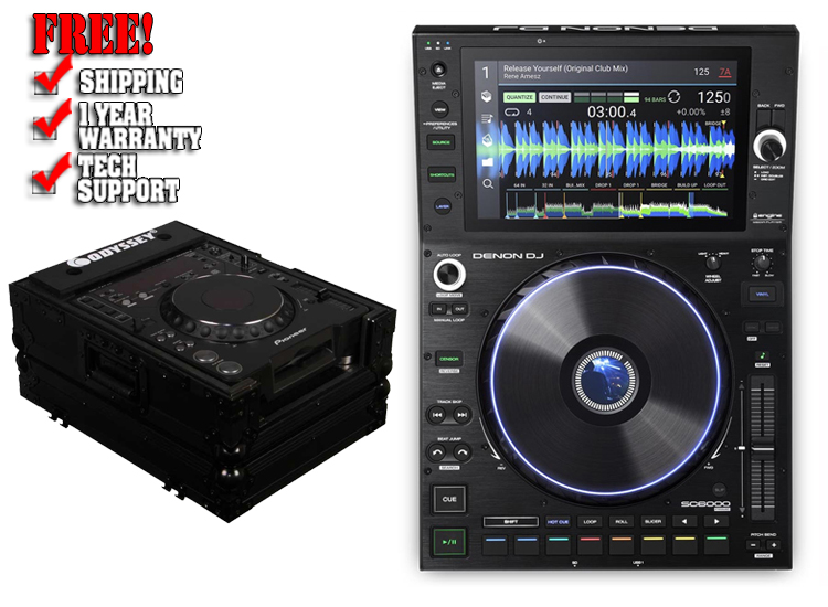 Denon DJ SC6000 PRIME Player + Odyssey FZCDJBL Case Bundle