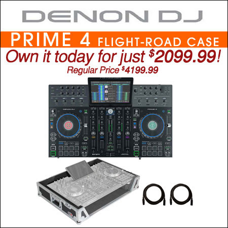 Denon DJ Prime 4 4-Deck Standalone DJ System with Flight-Road Case Package