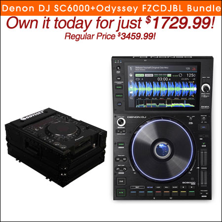 Denon DJ SC6000 PRIME Player + Odyssey FZCDJBL Case Bundle