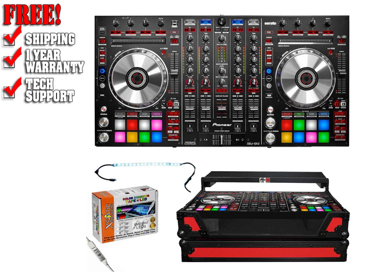 Pioneer DDJ-SX2 Performance DJ Controller & Red On Black Flight